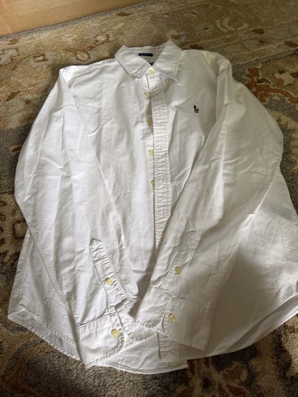 Ralph Lauren Classic Fit White Long Sleeve Button-Down Oxford Shirt Size 12